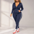 Women's Striped Zip-Up Hoodie & Pants Set