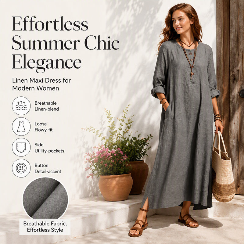 🖤Black Friday Sale:50% OFF🖤 👗 Easy Style, Pockets Included | Women's Relaxed Maxi Dress