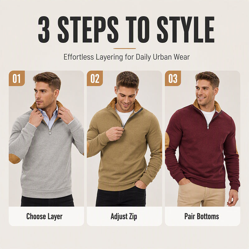 Men's Casual Plush Half-Zip Pullover