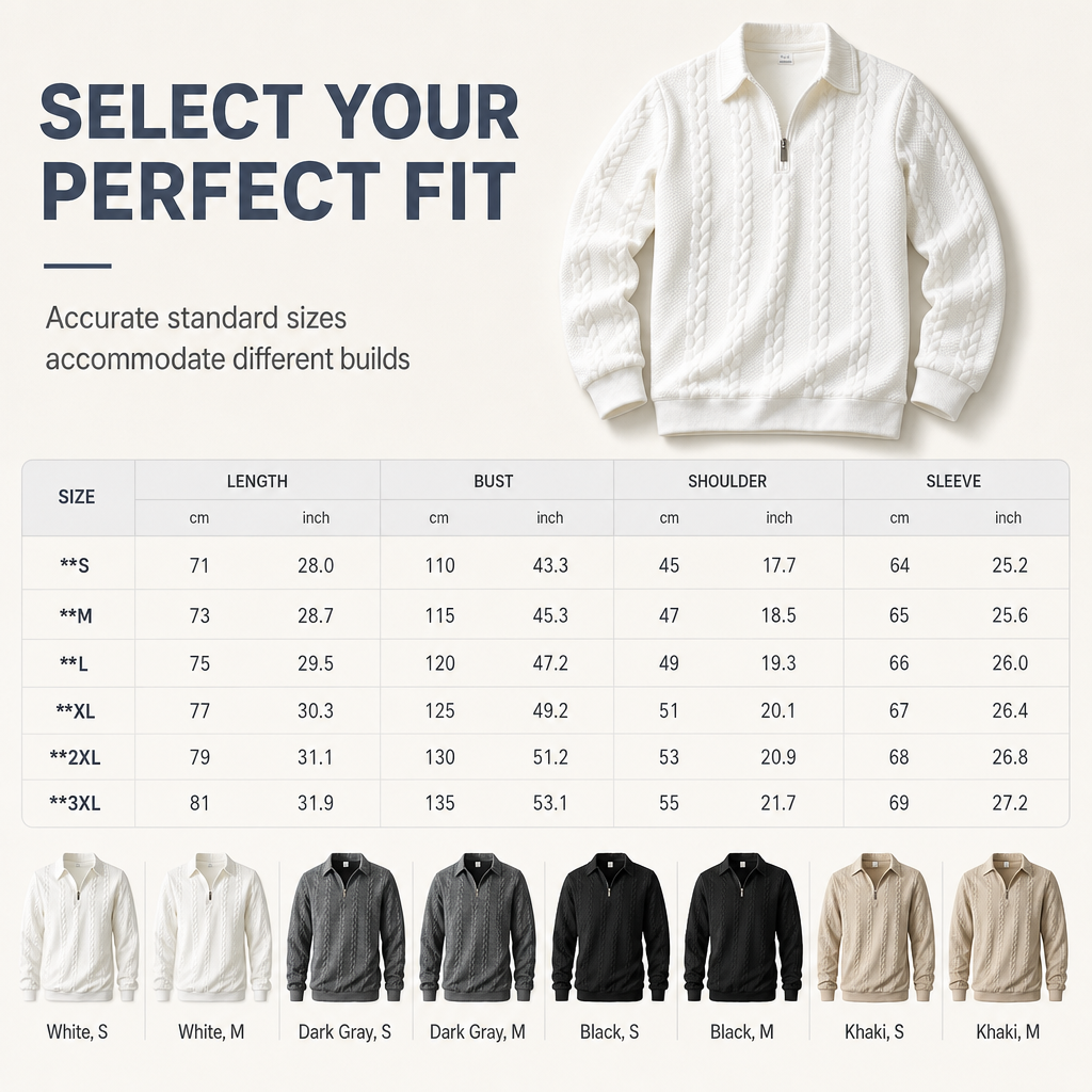 Men's Casual Long Sleeve Jacquard Knitted Sweatshirt with Lapel Collar