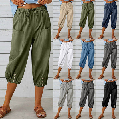 Women's Casual Capri Pants with Pockets