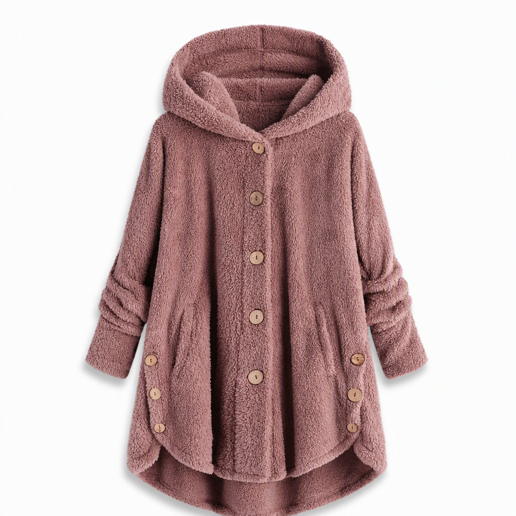 Women's Winter Solid Color Asymmetrical Button Plush Fuzzy Fleece Coat