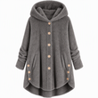 Women's Winter Solid Color Asymmetrical Button Plush Fuzzy Fleece Coat