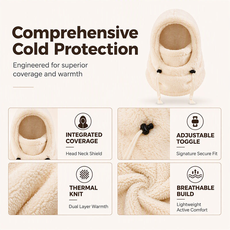 ❄️ Kids 3-in-1 Cozy Thermal Fleece Hooded Scarf – Windproof Balaclava & Neck Warmer for Ages 3-10