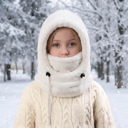 ❄️ Kids 3-in-1 Cozy Thermal Fleece Hooded Scarf – Windproof Balaclava & Neck Warmer for Ages 3-10