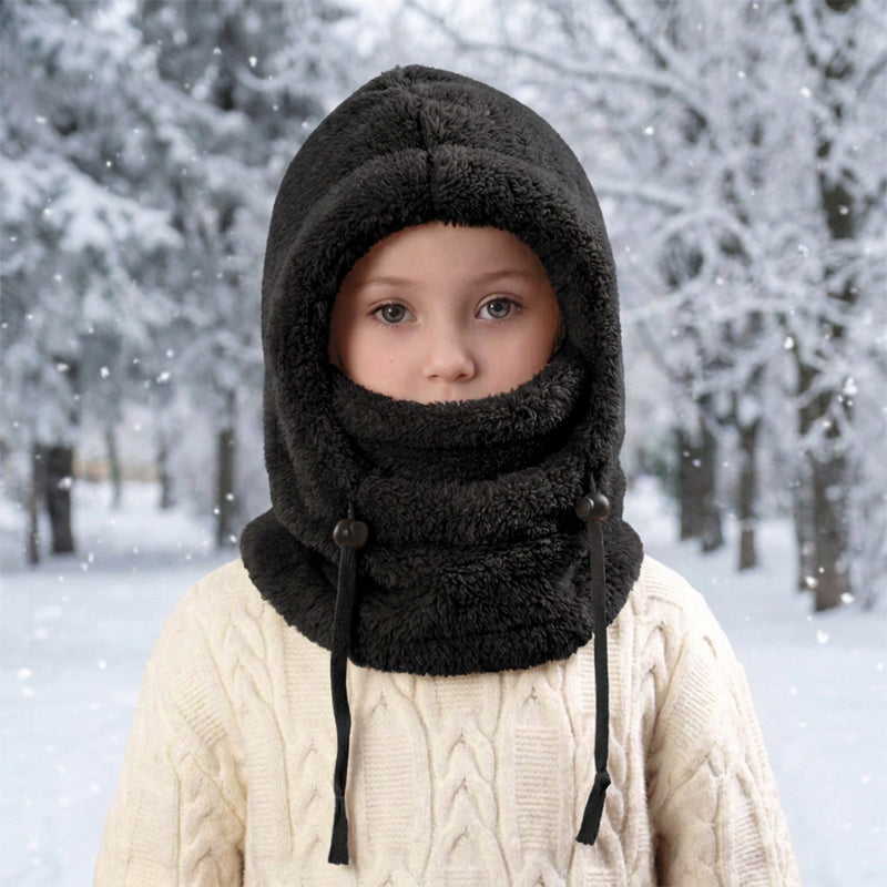 ❄️ Kids 3-in-1 Cozy Thermal Fleece Hooded Scarf – Windproof Balaclava & Neck Warmer for Ages 3-10
