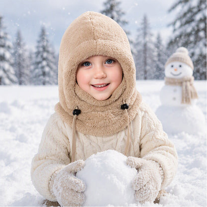 ❄️ Kids 3-in-1 Cozy Thermal Fleece Hooded Scarf – Windproof Balaclava & Neck Warmer for Ages 3-10
