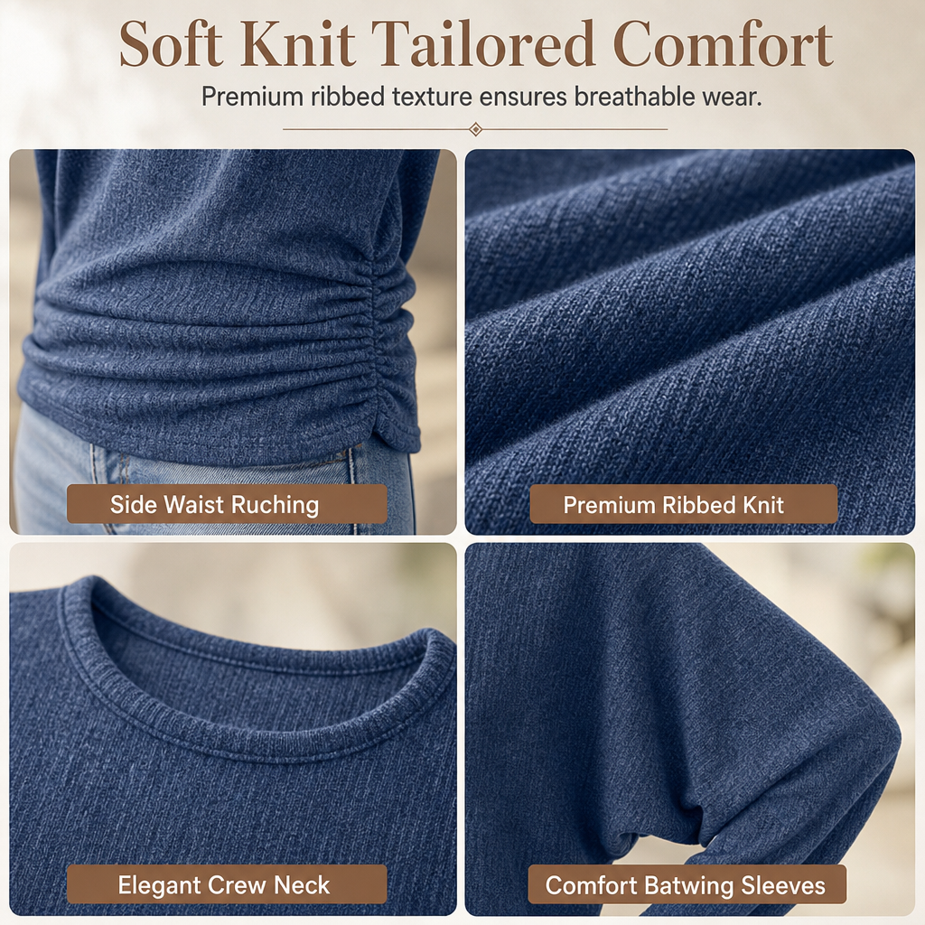 🧶Soft Knit, Multi-Color Versatile🍂 Women's Crewneck Knit Sweater – Stretch & Shape-Retaining, Six Autumn Shades