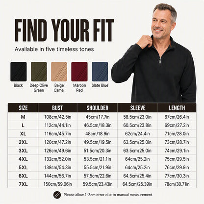 Men's Half-Zip Warm-Lined Ribbed Sweatshirt