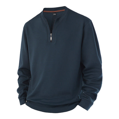 Men's Half-Zip Warm-Lined Ribbed Sweatshirt