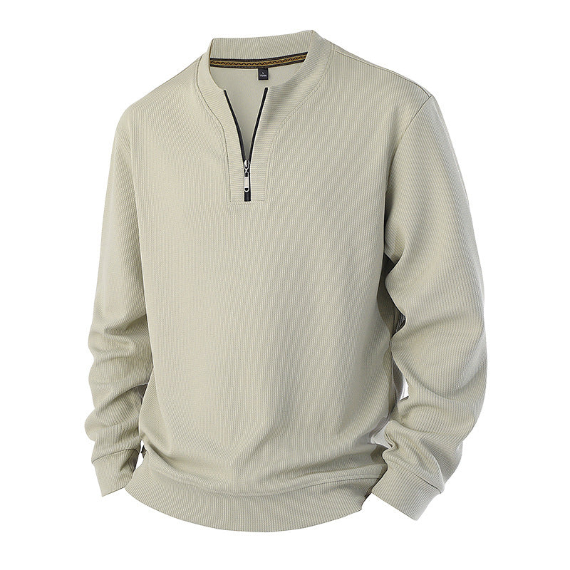 Men's Half-Zip Warm-Lined Ribbed Sweatshirt