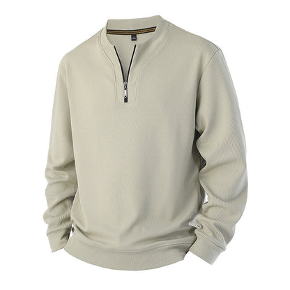 Men's Half-Zip Warm-Lined Ribbed Sweatshirt