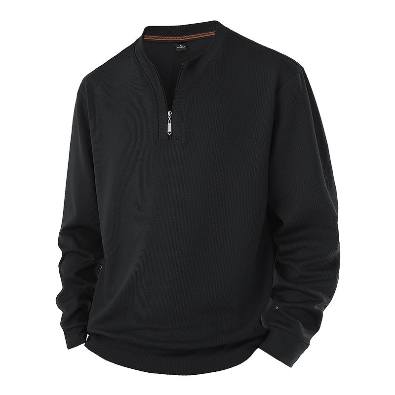 Men's Half-Zip Warm-Lined Ribbed Sweatshirt
