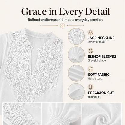 👗Delicate Lace, Sexy V-Neck👚 Women's Lace V-Neck Long Sleeve Top – Slim Fit | Elegant & Alluring ✨