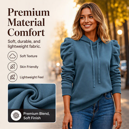 Women's Casual Chic Puff Sleeve Hoodie