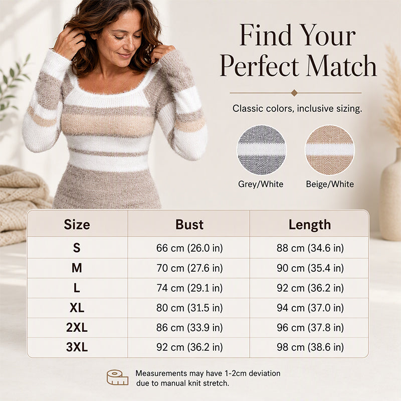 Women's Chic Striped Square Neck Bodycon Dress