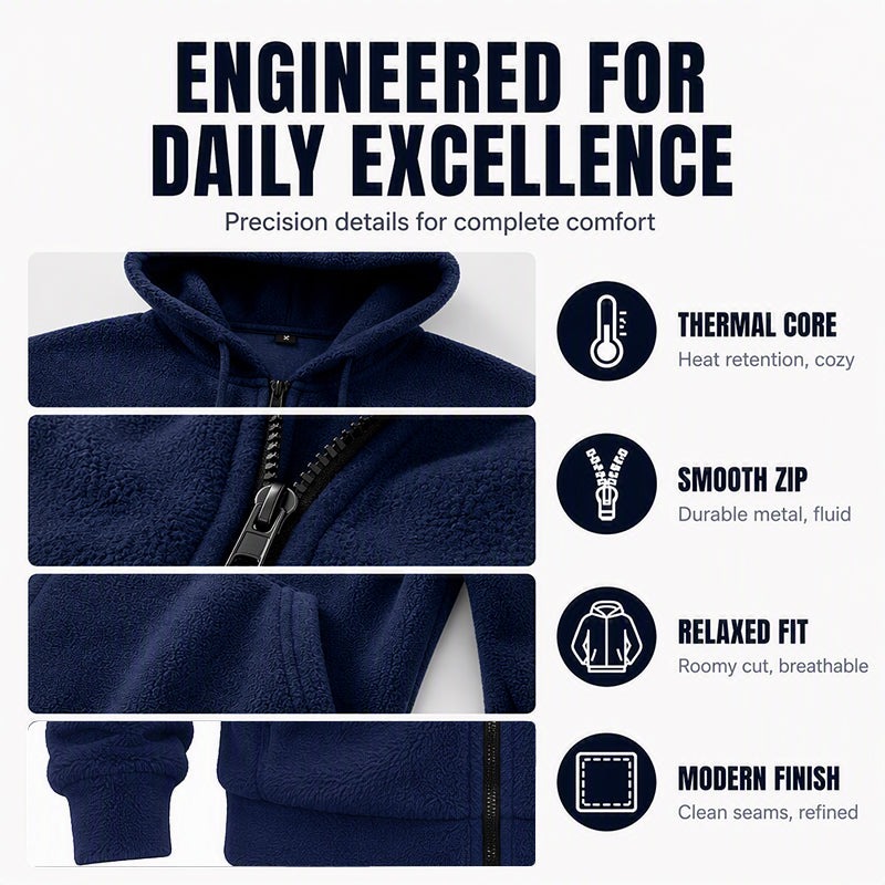 Men's Winter Warm Hooded Zip-Up Coat