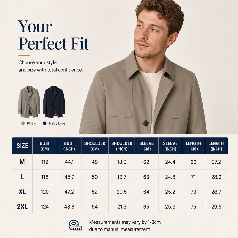 Men's Casual Single-Breasted Trench Coat