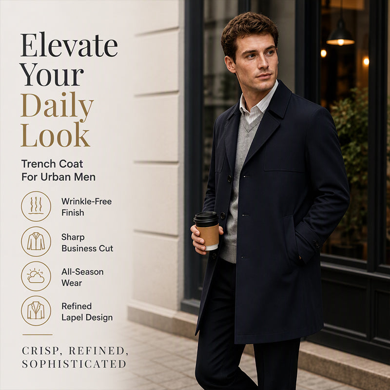 Men's Casual Single-Breasted Trench Coat