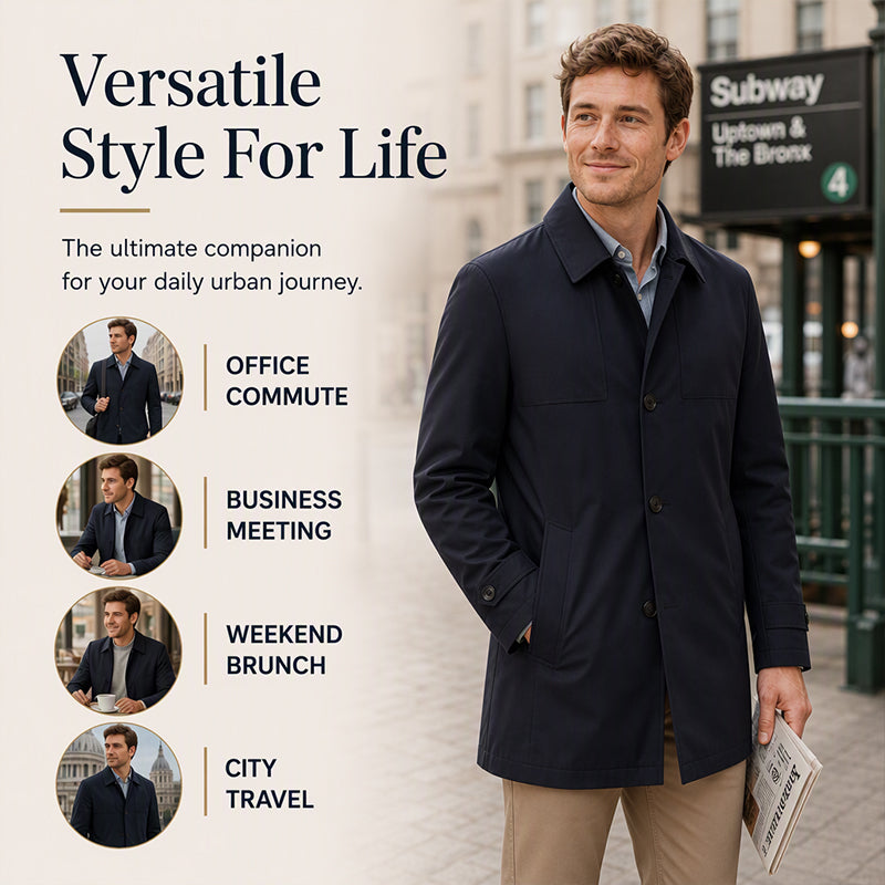 Men's Casual Single-Breasted Trench Coat