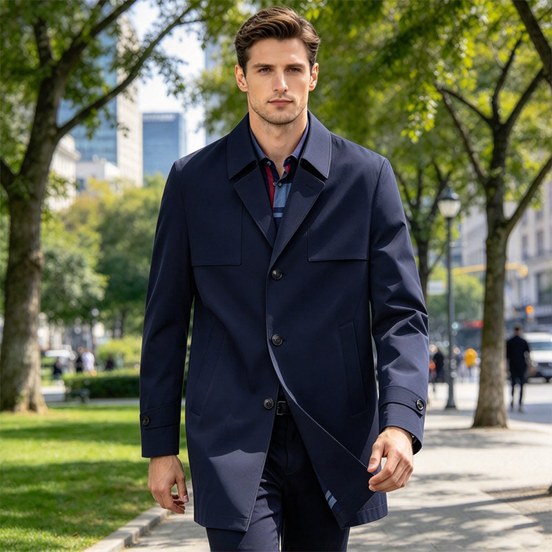 Men's Casual Single-Breasted Trench Coat
