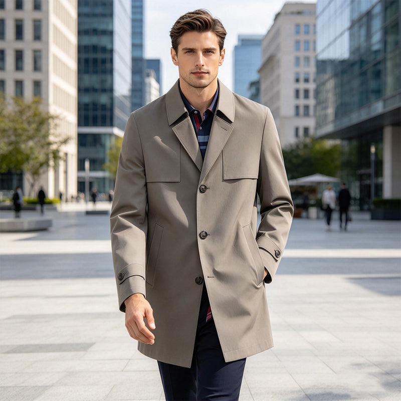 Men's Casual Single-Breasted Trench Coat