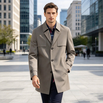 Men's Casual Single-Breasted Trench Coat