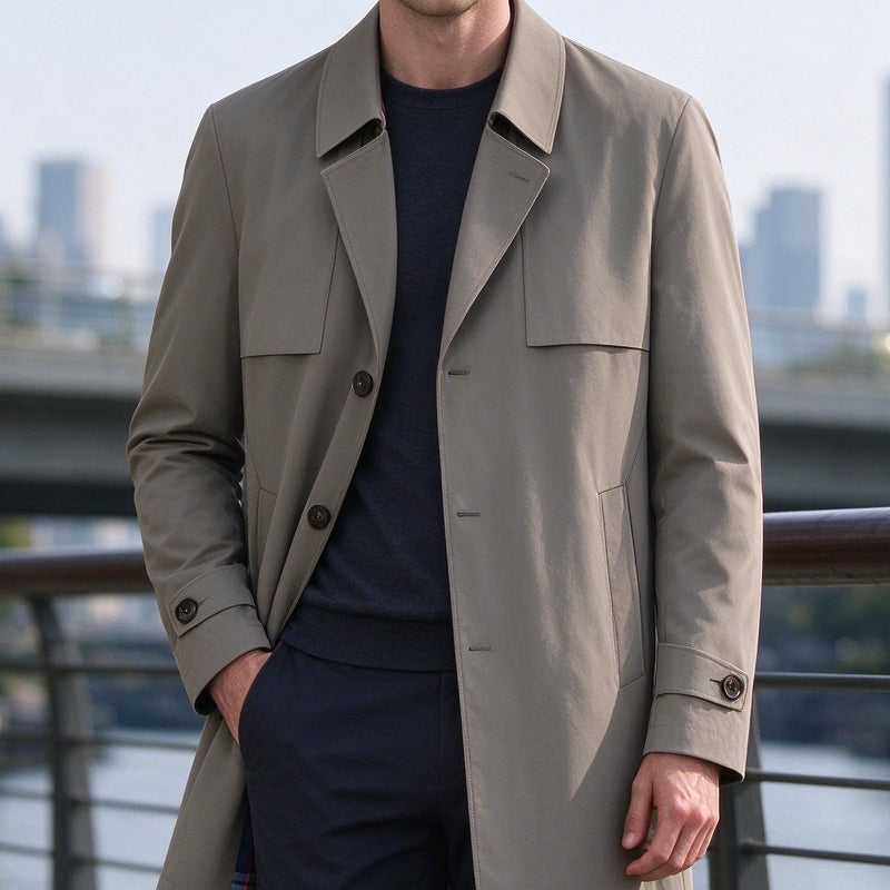 Men's Casual Single-Breasted Trench Coat