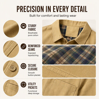 Men's Casual Lapel Jacket with Plaid Lining
