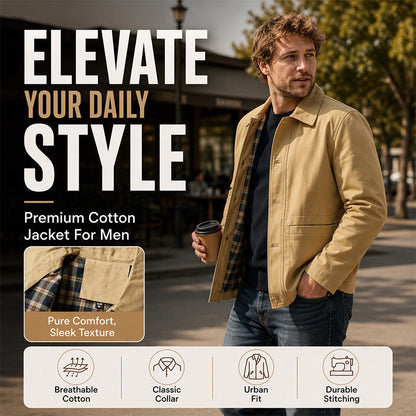 Men's Casual Lapel Jacket with Plaid Lining