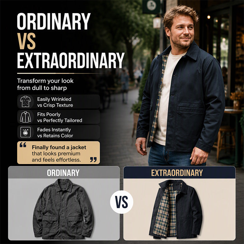 Men's Casual Lapel Jacket with Plaid Lining