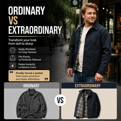 Men's Casual Lapel Jacket with Plaid Lining