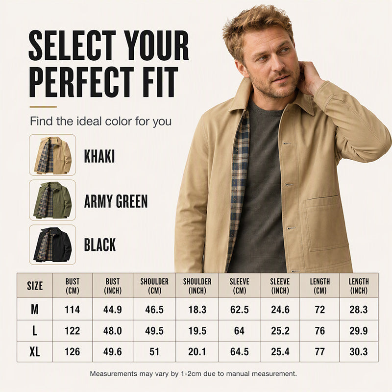 Men's Casual Lapel Jacket with Plaid Lining