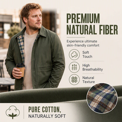 Men's Casual Lapel Jacket with Plaid Lining