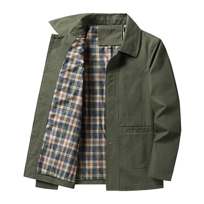 Men's Casual Lapel Jacket with Plaid Lining