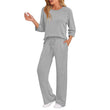 👍✨Women's 2026 UK Ribbed Knit Top & Straight Pants Set