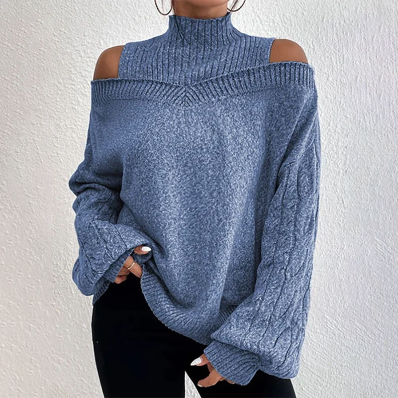 🖤Black Friday Sale:50% OFF🖤 ❄️ Women’s Fashion High Neck Off-Shoulder Knit Sweater
