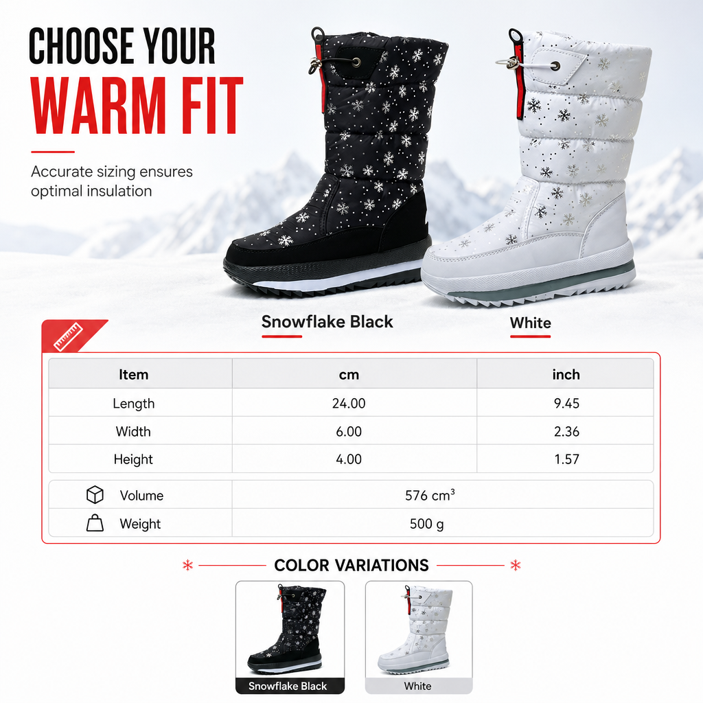 Women's Winter High Top Snow Boots Waterproof Non Slip Outdoor Tall Boots with Thick Plush Lining and Thick Sole