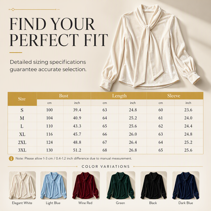 Women's Velvet Long Sleeve T-Shirt with Ribbon Design