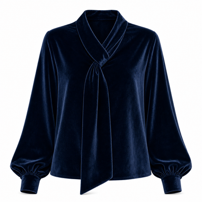 Women's Velvet Long Sleeve T-Shirt with Ribbon Design