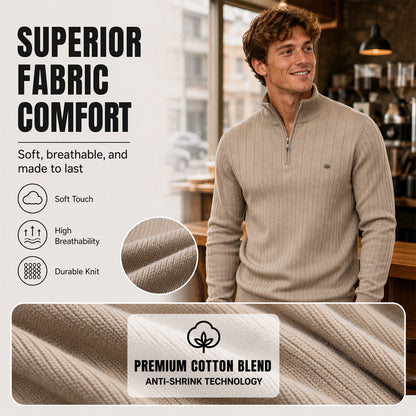 Men's Casual Mock Neck Half-Zip Knit Sweater