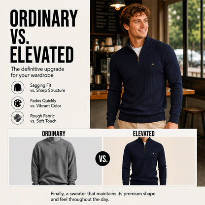 Men's Casual Mock Neck Half-Zip Knit Sweater