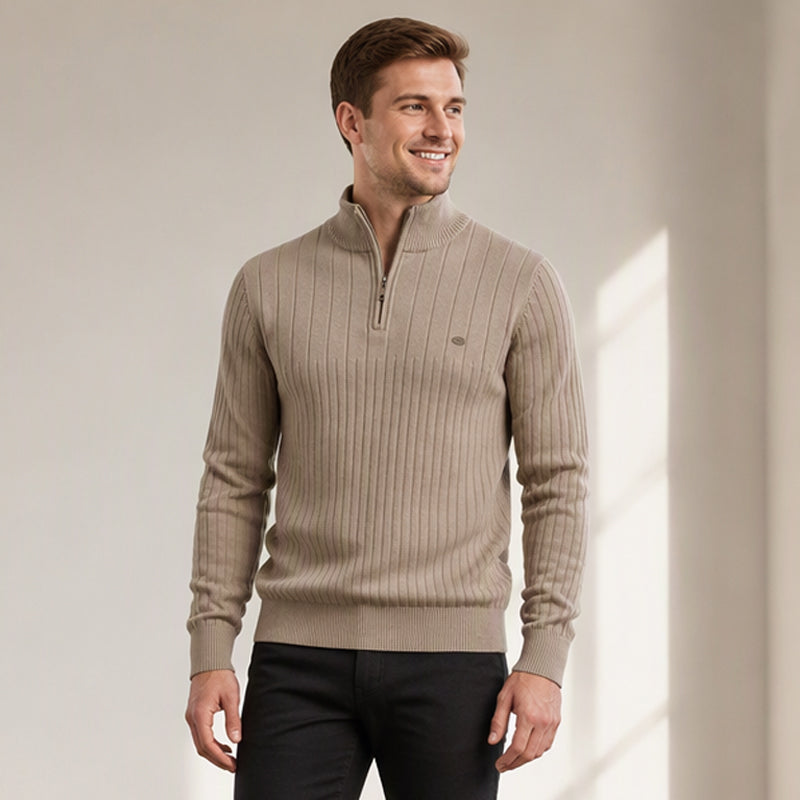 Men's Casual Mock Neck Half-Zip Knit Sweater