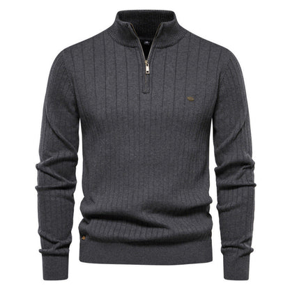Men's Casual Mock Neck Half-Zip Knit Sweater
