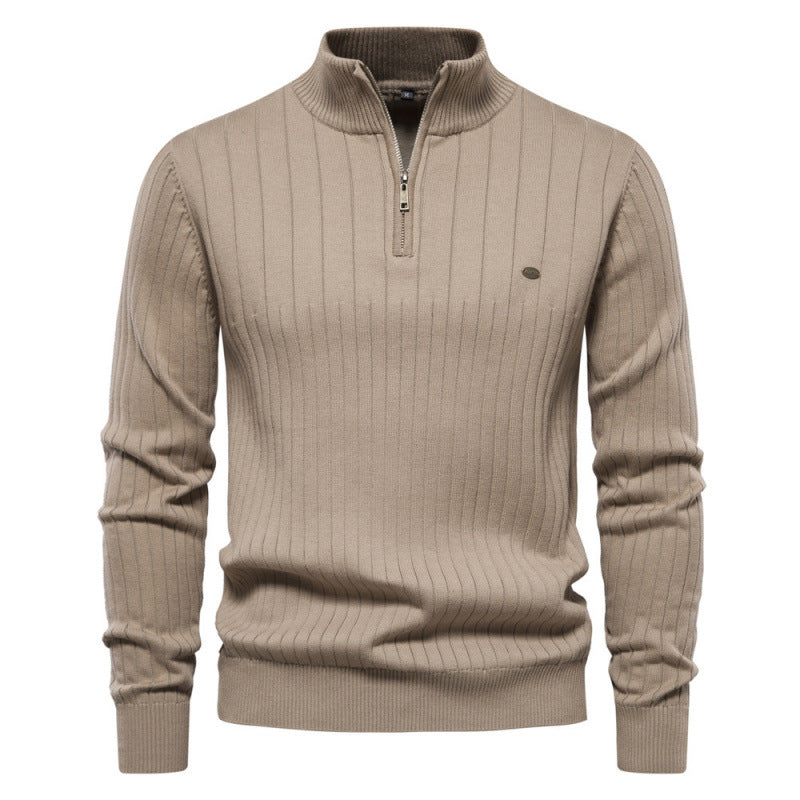 Men's Casual Mock Neck Half-Zip Knit Sweater