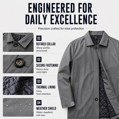 Men's Water-Resistant Padded Trench Coat