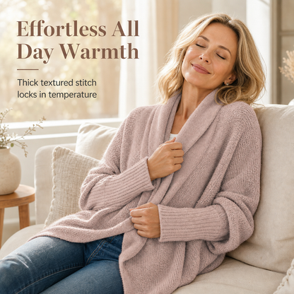 Women's Loose Batwing Sleeve Knit Cardigan Open Front Shawl for Autumn and Winter