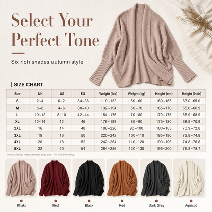 Women's Loose Batwing Sleeve Knit Cardigan Open Front Shawl for Autumn and Winter