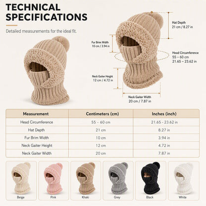 Women's Winter One-Piece Knitted Beanie Scarf Mask
