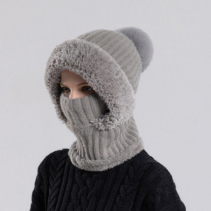 Women's Winter One-Piece Knitted Beanie Scarf Mask